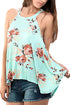Sexy Mint Floral Print Flowy Tank Top